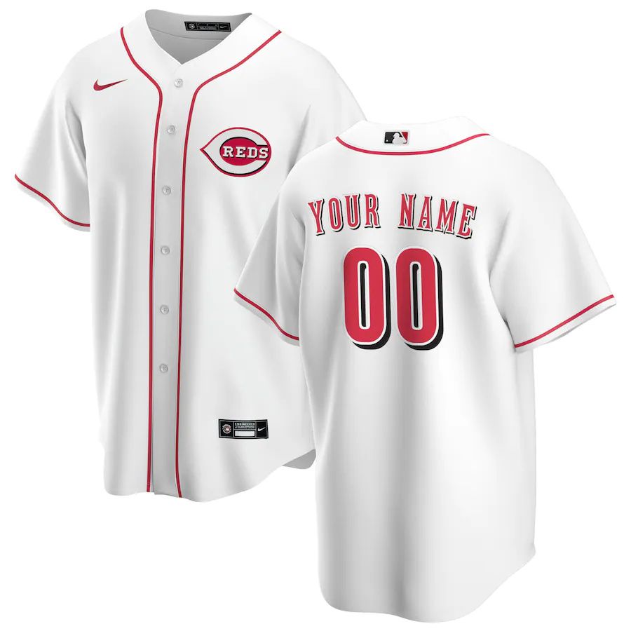 Youth Cincinnati Reds Nike White Home Replica Custom MLB Jerseys->nfl hats->Sports Caps